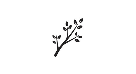 Minimalist tree branch with leaves vector design on a clean white backdrop