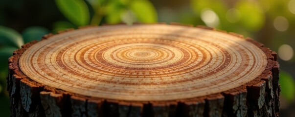 Smoothly planed tree disc, showing growth rings , circle, rings, smooth