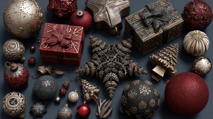 Wall Mural - christmas decorations flat lay