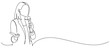 © sense - Woman speaking with a microphone in a continuous line drawing style