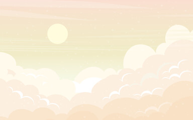 Wall Mural - beautiful autumn sunrise sky and layers soft pastel clouds,warm sunlight.vector seasonal background,