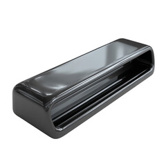 3d illustration of black glossy rectangular object isolated on transparent background