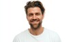 © Johannes - happy casual man smiling  isolated over a white background no logos no brands ar 169