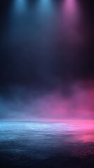 Wall Mural - stunning photo of empty dark blue, purple, pink background, neon light, spotlights, the asphalt floo