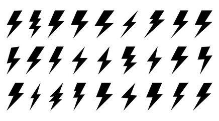 Lightning bolt flat icon set