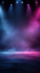 Wall Mural - stunning photo of empty dark blue, purple, pink background, neon light, spotlights, the asphalt floo
