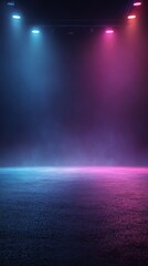 Wall Mural - stunning photo of empty dark blue, purple, pink background, neon light, spotlights, the asphalt floo