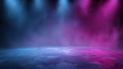 Wall Mural - stunning photo of empty dark blue, purple, pink background, neon light, spotlights, the asphalt floo
