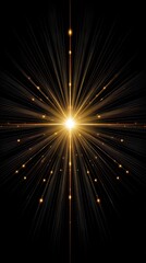 Wall Mural - stunning photo of gold flare vector in center, black background.