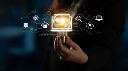 Modern web development concept featuring coding symbols, web development process, web development interface, and web development tools with futuristic design. Spline