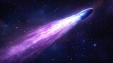 A vibrant cosmic comet glides through the galaxy, leaving a trail of purple light and wonder. Explore the beauty of space with this stunning image.