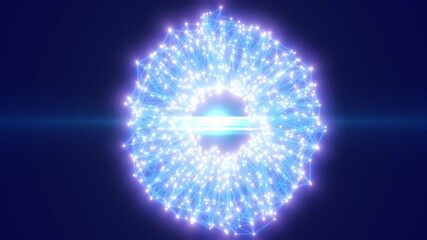 Wall Mural - bright blue spherical energy field with central lens flare, symbolizing futuristic data transmission