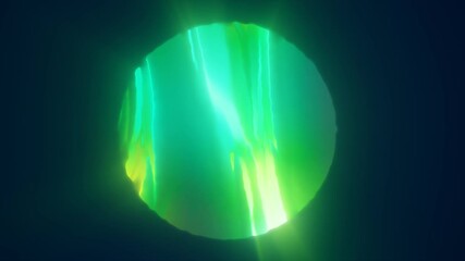 Poster - bright abstract sphere levitating with soft glow in a dark and minimal environment
