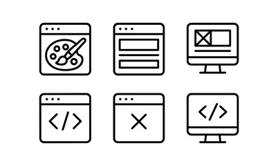 Minimalist web design icons set for ui and ux development