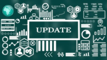 UPDATE Business concept. Network connections, futuristic technology UPDATE concept. Technology, Internet and network concept animation technology background 4k video
