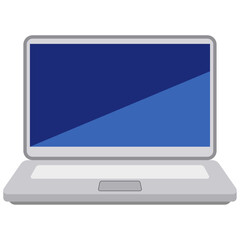 Isolated vector graphic of an open laptop with a blank blue screen for technology concepts