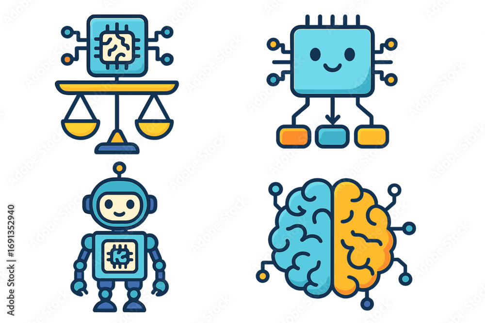 Artificial intelligence icon set. Concepts of machine learning, AI ...
