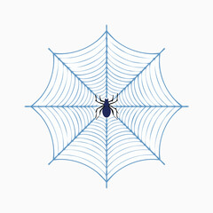 A single spider on a delicate, symmetrical web. An isolated vector icon for Halloween, nature, or insect concepts. Generative AI