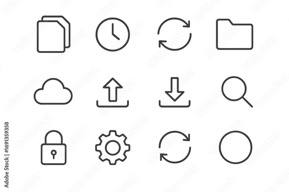 File Version Control Icons. Outline icon set of file version control ...