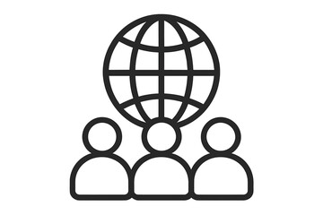 User icon on laptop monitor, thin line vector illustration for websites, apps, cards, digital interface design, transparent background, simple and modern user symbol