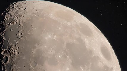 Wall Mural - a view of the moon from space with a satellite near it.