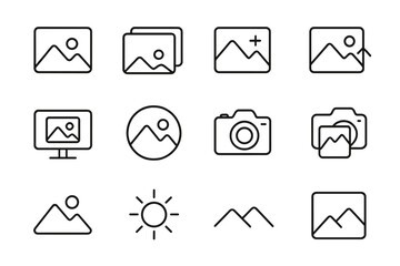 picture line icon bundle outline signs for graphic design, web design, app icons, adverts, various c