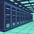 © Lynda Ara - Server Room Interior Rows of Network Servers and Data Storage Units.