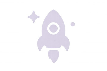 Canvas Print - minimalist white rocket icon launching upward, representing technological advancement and space expl