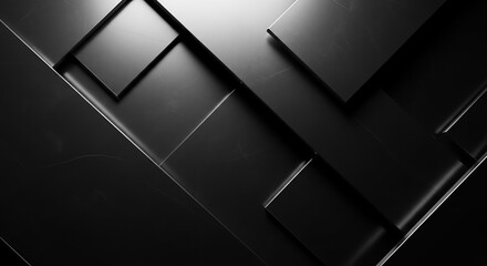 Wall Mural - Abstract black geometric surface creating dynamic shadows and reflections