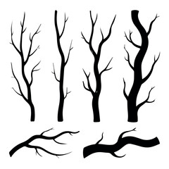 Wall Mural - silhouette tree branches vector design elements for autumn and winter designs, bare tree vector illu