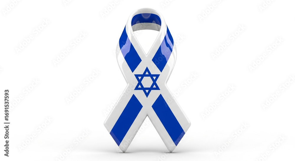 Awareness ribbon featuring the national flag of Israel with its iconic ...
