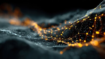Wall Mural - Glowing Plexus Network of Interconnected Nodes with Dynamic Flow