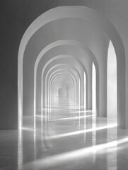 Wall Mural - Serene and Minimalist Arched Hallway with Empty Background