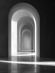 Wall Mural - Serene Empty Arched Hallway in Minimalist Design Concept