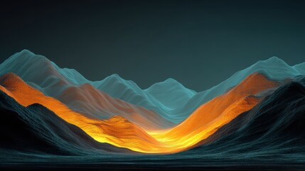 Wall Mural - Abstract Futuristic Landscape with Smooth Flowing Forms and Light