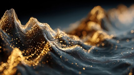 Wall Mural - abstract financial chart flowing with lines and golden particles