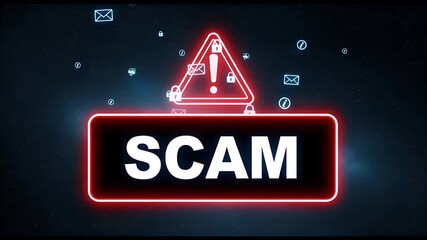 Cyber Scam Alert Digital Fraud Warning Animation