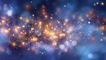 Abstract bokeh explosion of gold and blue