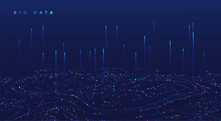 Abstract data transmission visualization. Big data analytics representation. Futuristic network. Graphic concept for your design