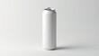 © Rannu - A blank, matte white aluminum beverage can stands tall against a plain gray background.