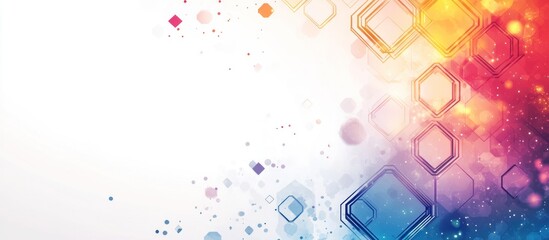 Wall Mural - Abstract Background with Hexagon Patterns and Watercolor Effects