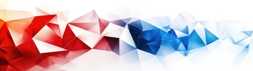 Wall Mural - Abstract Geometric Background with Red, Blue, and White Triangles