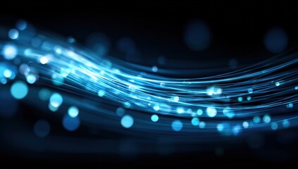 Abstract blue light waves on dark background