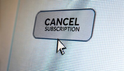 Close up of cursor hovering over cancel subscription button on computer screen