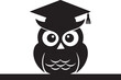© Pixzot - Cartoon Owl Silhouette with Graduation Cap. Vector illustration