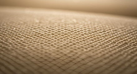Abstract close-up of a textured golden surface with a net-like pattern effect