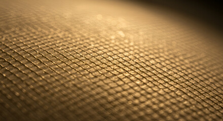 Close-Up of a Golden Woven Mesh Texture with Subtle Lighting Effect