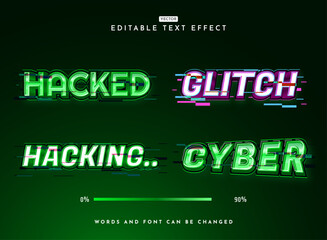 Editable Text Effect Template Collection — Glitch and Hacker Theme Typography for Futuristic Cyberpunk, Gaming, and Digital Design