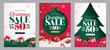 © AmazeinDesign - Christmas Sale poster clipart set. Christmas Sale 50% off shopping discount clip art with colorful paper cut style ball, pine tree shape and gift box elements Christmas limited time advertisement