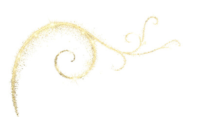 Wall Mural - Sparkling golden swirl with decorative filigree isolated PNG with Transparent Background